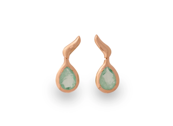 Brinco Dourado Estilo Gota Fusion Turmalina Verde