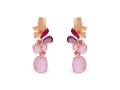 Brinco Dourado luxo Borboleta Oval Cristal Rosa Gota Ametista
