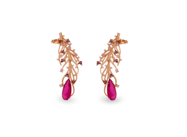 Brinco Dourado Luxo Ear Curff Fusion Pink