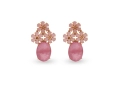 Brinco Dourado Luxo Margaridas Fusion Rosa Oval