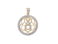 Medalha Dourada Elegante Nossa Senhora Aparecida com Zircônias Redonda