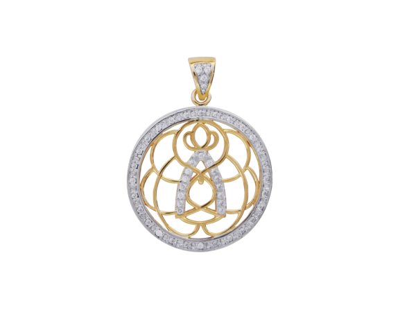 Medalha Dourada Elegante Nossa Senhora Aparecida com Zircônias Redonda