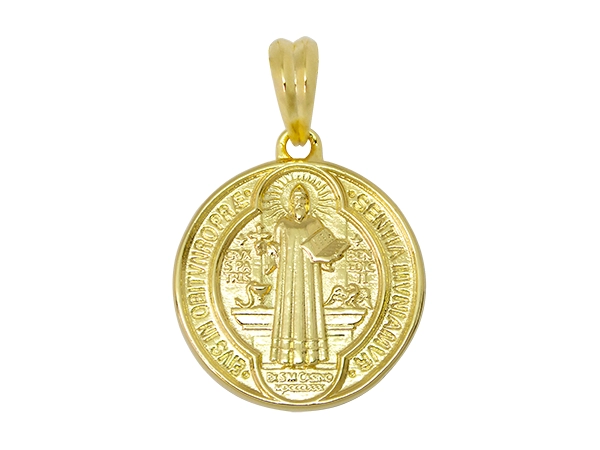 Medalha Dourado Elegante São Bento Masculino